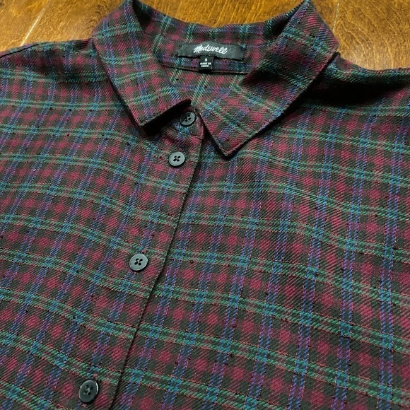 Madewell Red Green Plaid Checkered Lightweight Flannel Women's Size Small - Picture 4 of 10